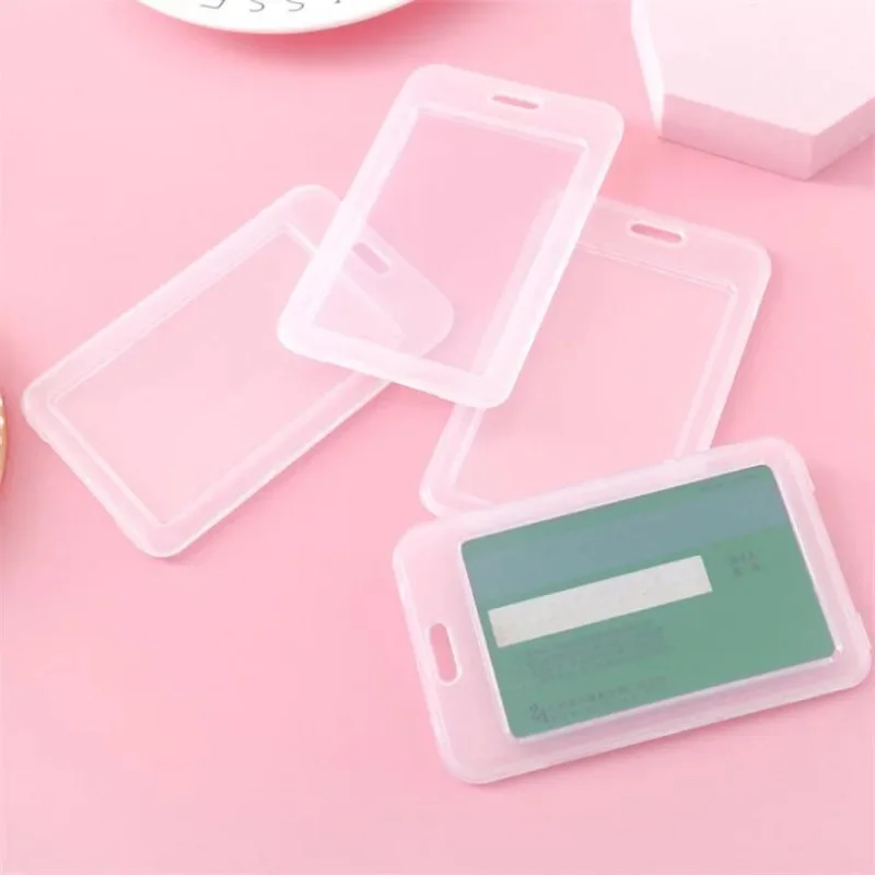 Transparent Card Cover Sleeve Clear ID Holder Protector for Office School Work Badge Holder