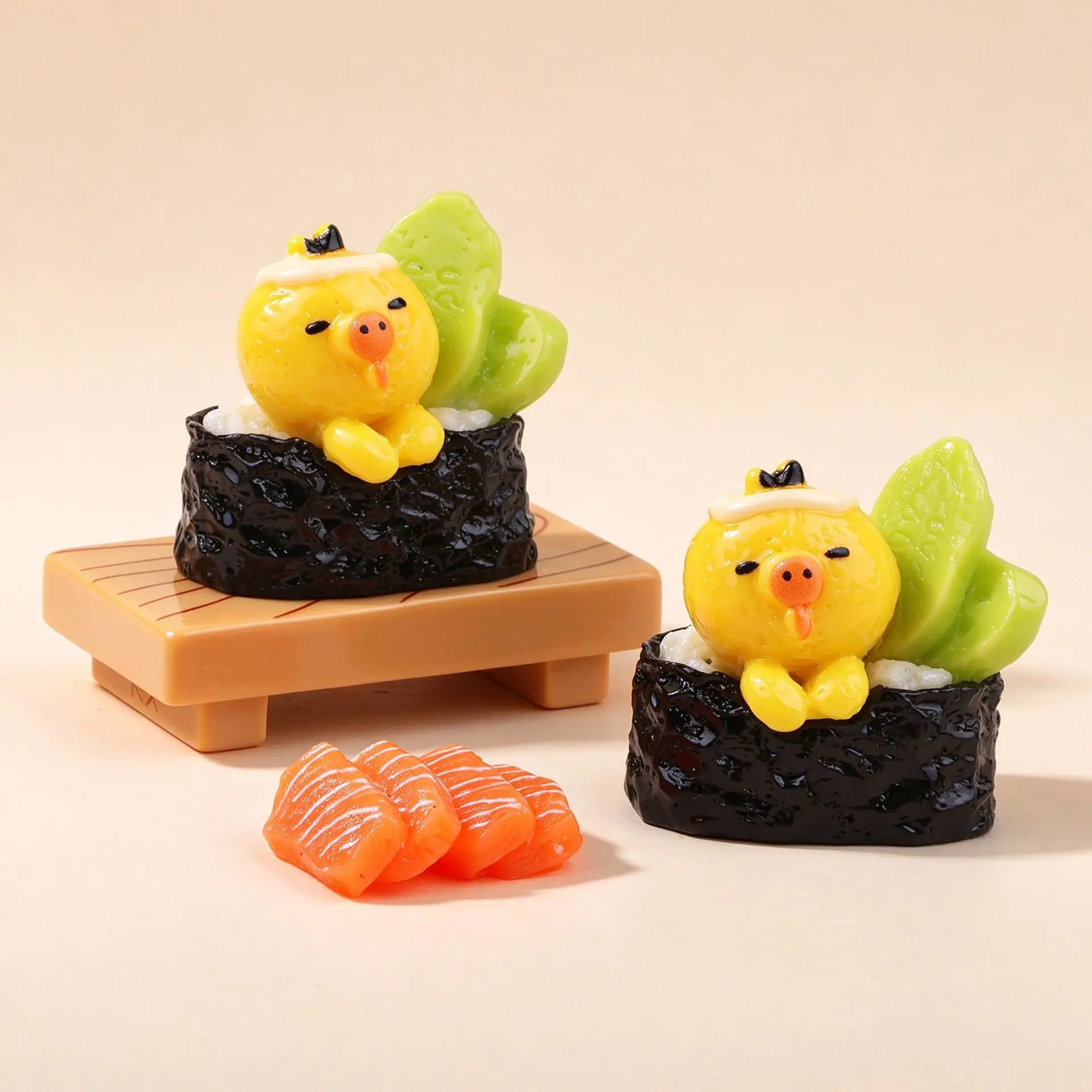 2pcs Mini Chick Sushi Roll Cute Miniature Japanese Food Model DIY Accessories Pendants Dollhouse Props Desktop Decorations