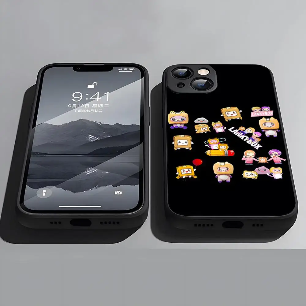 Милый чехол Lankybox для телефона Iphone 15 11 Pro Max 6 Mini 13 14 Xr Xs 12 6s 8 7 Plus, черный мягкий чехол