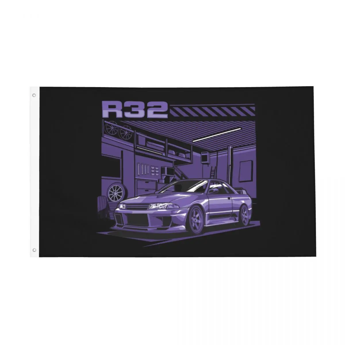 JDM R32 Drift Flag Double Sided Outdoor Banner Japanese Cars 2 Grommets Home Room Dorm Wall Decor