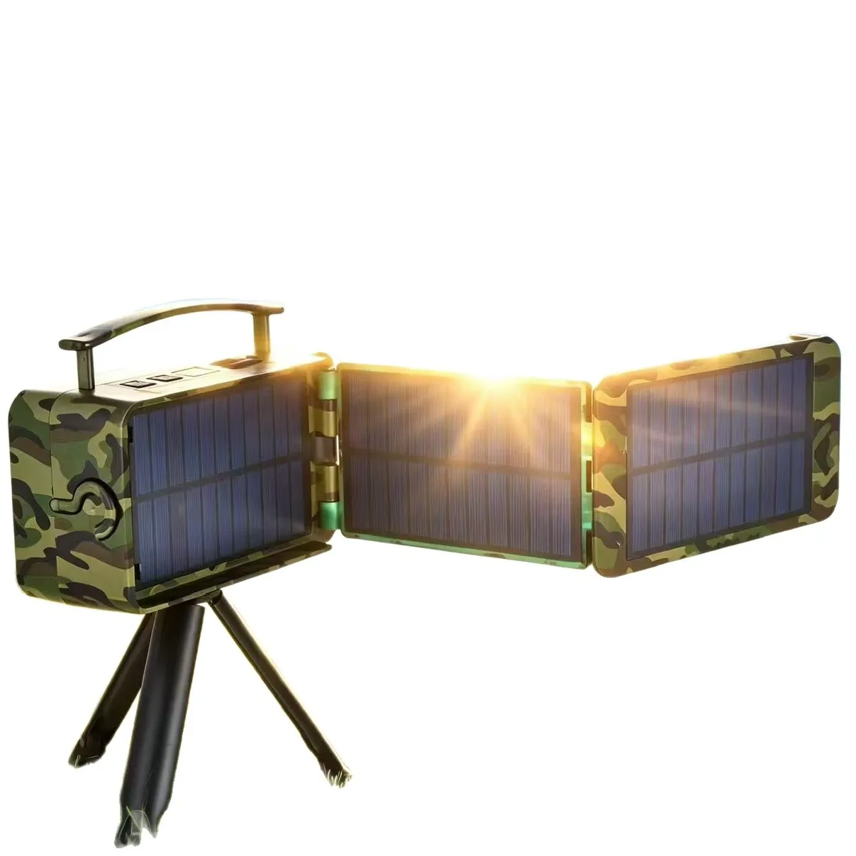 3‑Panel Solar Panel Emergency Flashlight 10000mAh USB-C Rechargeable Work Light 20-48H Long Last Fishing Torch Warning Strobe