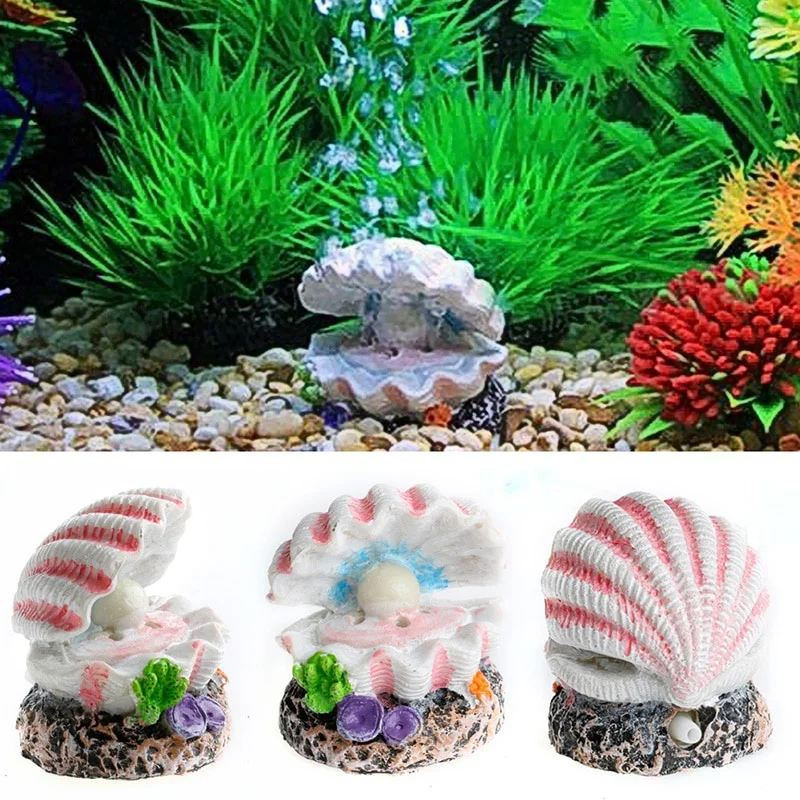 Shell Pearl & Air Stone Aquarium Fish Tank Bubbler Shell Bubbling Ornament Decoration Ornaments