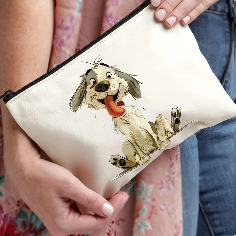 Un joli sac de maquillage pour chiot de dessin animé - pochette multifonctionnelle à fermeture éclair, sac de rangement pour bijoux, petit sac de rangement à fermeture éclair de voyage parfait.