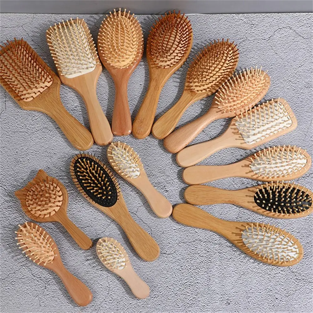 Barber Accessories Air Cushion Wood Comb Hair Loss Massage Brush Bamboo Comb Not Knotted Scalp Care Hair Brush Women Girls