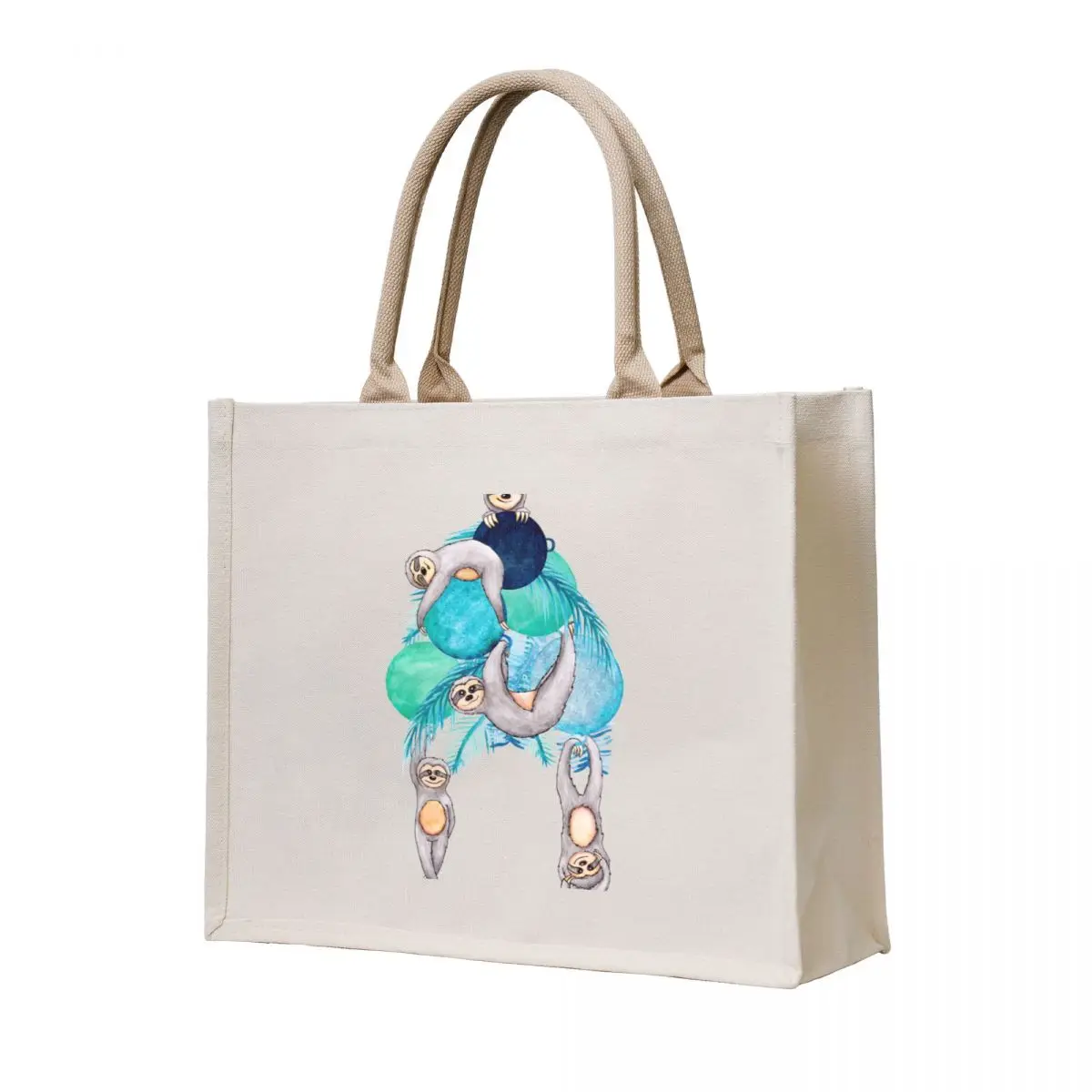

Tropical Christmas Sloth Party Tote Bag Cloth bags canvas shopping bag Canvas stote bag
