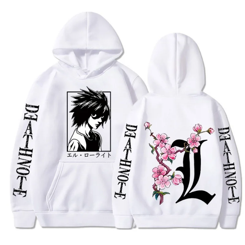 Men's Sweatshirt Anime Death Note L Print Hoodie Autumn and Winter Street Men and Women Casual Comfortable Sports Sweatshirt