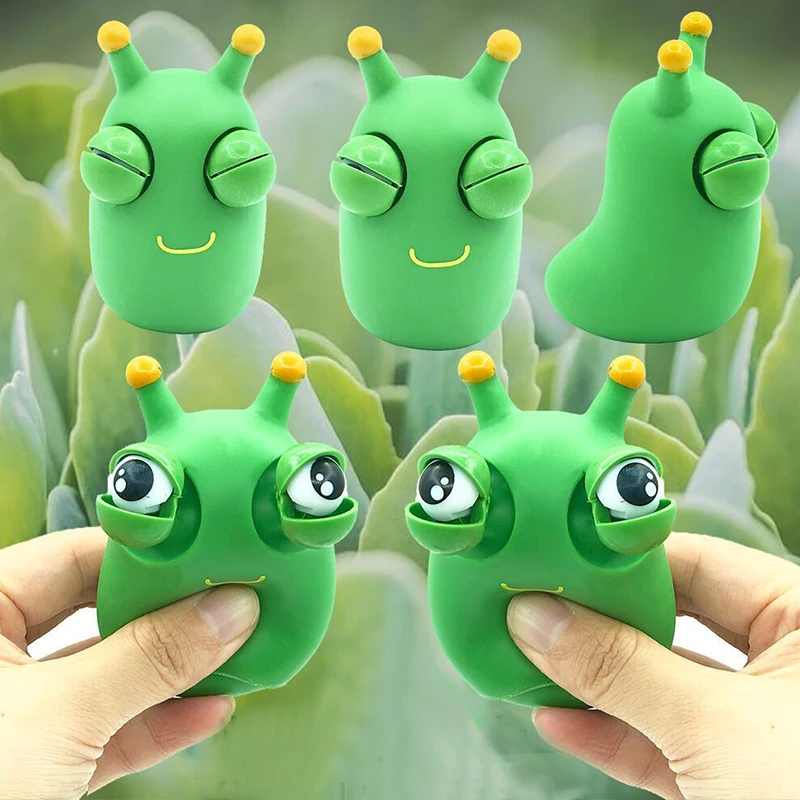 

Creative Green Eye Caterpillar Squeeze Toy Popping Out Eyes Pinch Toys Adult Kids Stress Relief Fidget Toy Child Prank Funny Toy