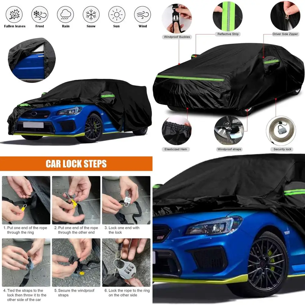 

Custom-Fit 6-Layer All-Weather Subaru WRX Impreza STI Car Cover, 2007-2024, with Zippered Door & Windproof Bands for Protection