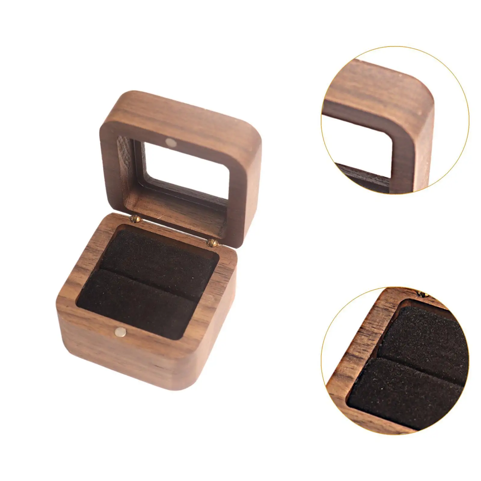 صندوق خاتم خشبي صندوق هدايا صندوق عرض حلقي مربع صندوق خاتم الزواج صندوق مجوهرات #5