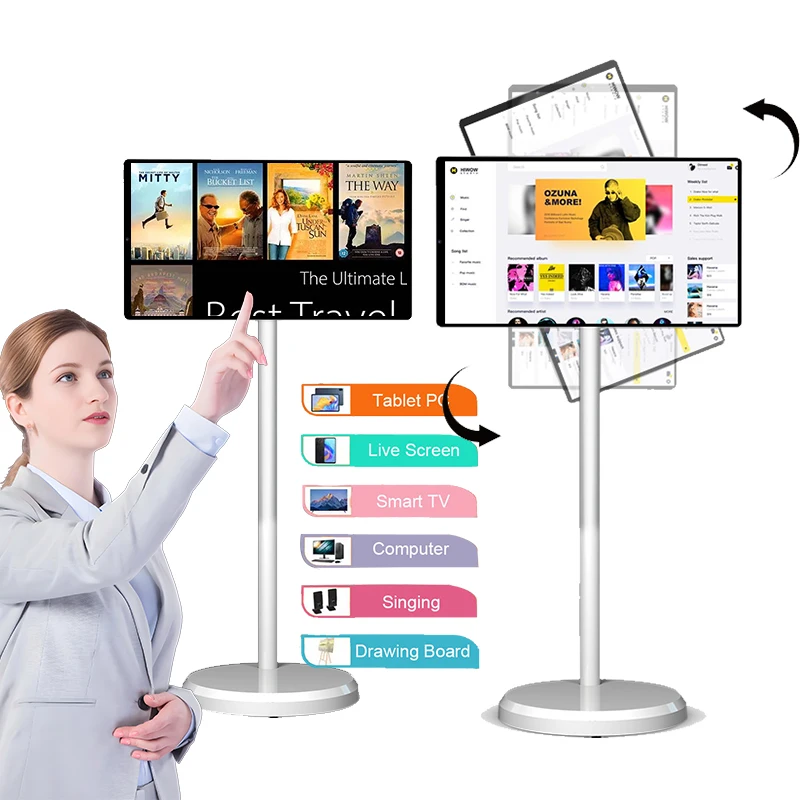 21.5 Inch Portable Smart Tablet Tv Rotatable Touch Screen Monitor With Battery Android Display For Kids And Education