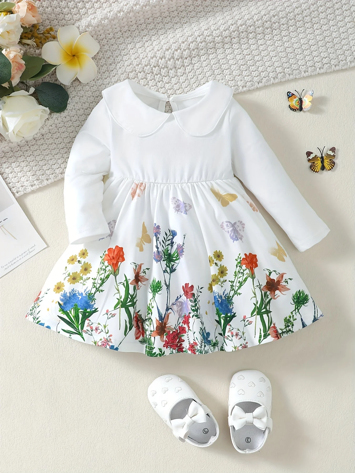 Autumn girl cute flower print dress,