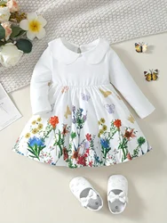 Autumn girl cute flower print dress,