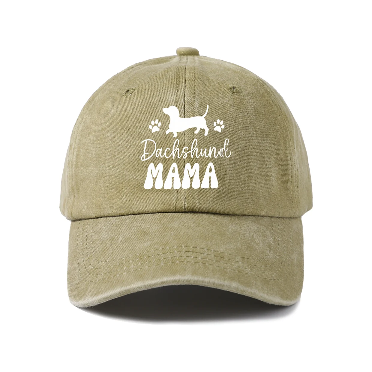 Dachshund Mama Text Graphic Baseball Cap, Vintage Washed Adjustable Unisex Dad Hat, Streetwear Gift