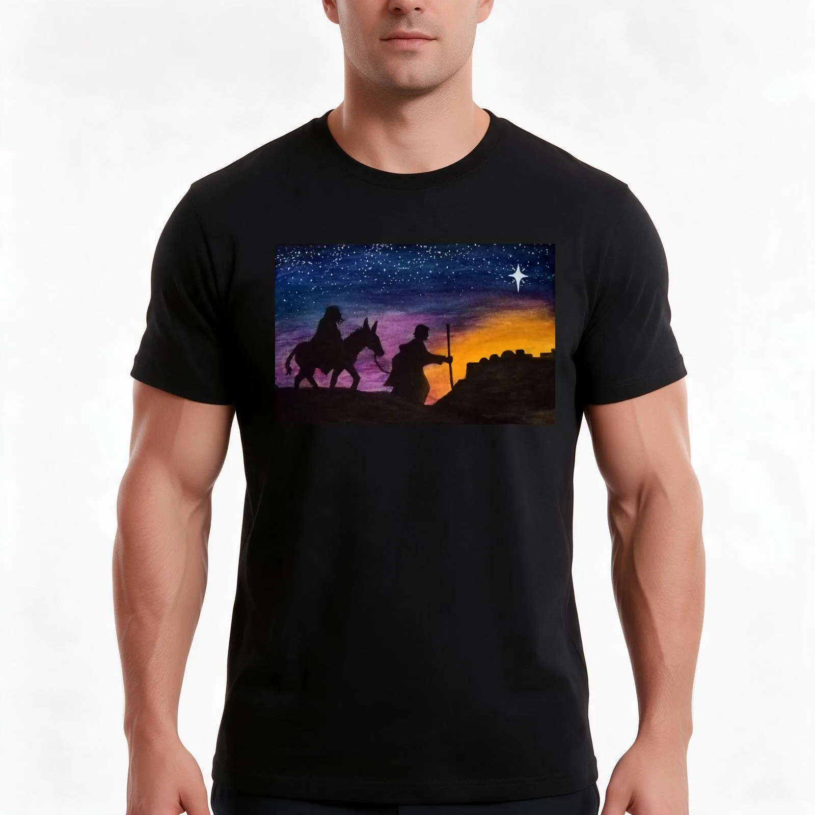 Journey to Bethlehem T-Shirt, Summer Casual Cotton Tee, Oversized Streetwear Tops, Vintage Graphic Print, Loose Fit Short Sleeve