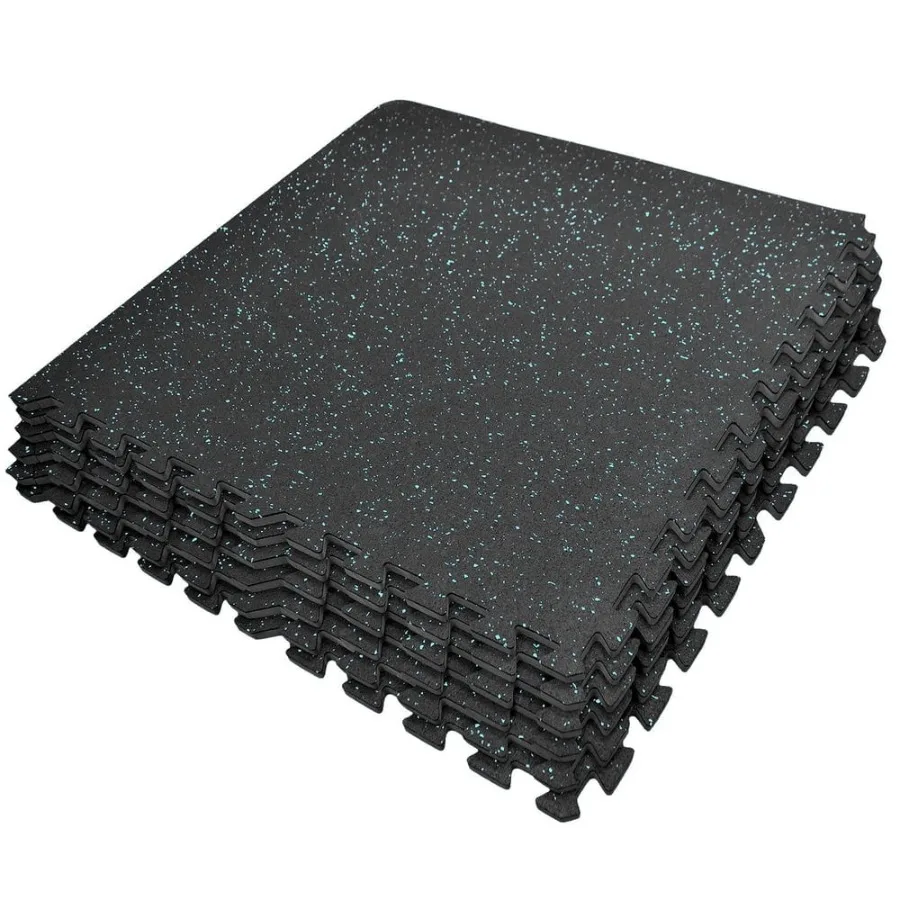 

Puzzle Exercise Mat High Density Foam Interlocking Gym Tiles Blue Dots - Black Blue