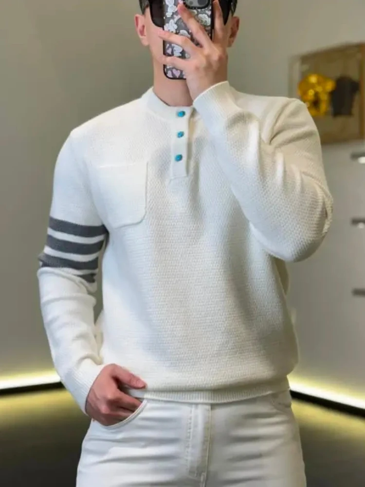 

Высококачественный модный повседневный вязаный свитер для осени и зимы, трендовый, премиальный, универсальный, элегантный, стандартного кроя.