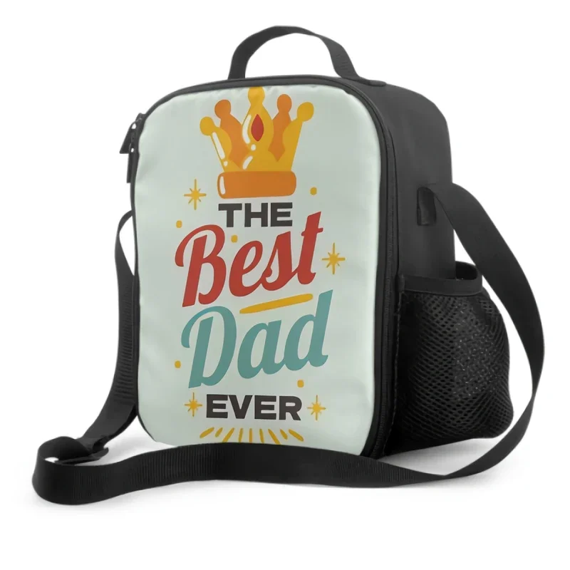 

3D Happy Father Day Insulated Lunch Box Cooler Bag The Best Dad Ever Lunch Bag for Adults Reusable Leakproof Portable Tote Bag