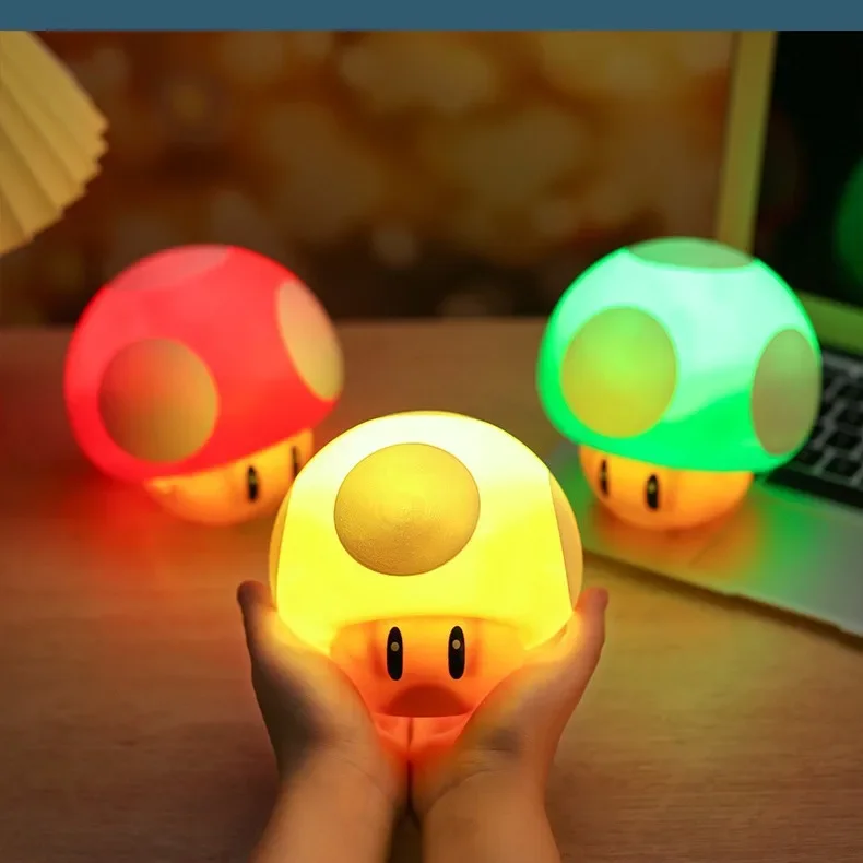 Super Night Anime Lamp Mario Bros LED Sound Question Mark Mushroom Light Action Figures Toy Cute Star Lights Kids Birthday Gift