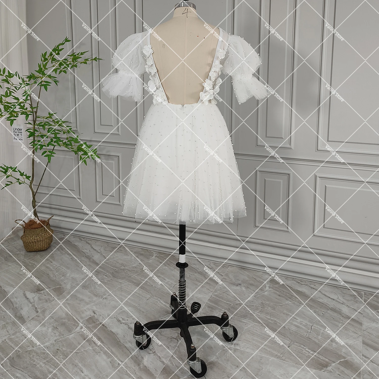 Mini Length 3D Flowers Appliques Wedding Dance Dress Half Lantern Sleeve Deep V-Neck Backless Pearls Customized Bridal Gown - AliExpress 320 Mini Length 3D Flowers Appliques Wedding Dance Dress Half Lantern Sleeve Deep V-Neck Backless Pearls Customized Bridal Gown - AliExpress 320