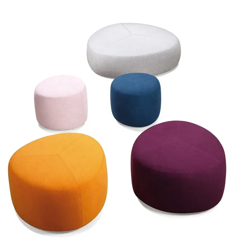 

Office Hotel Waiting Oval Shape Pouf Seating Small Leisure Sofa Fabric Chair Ottoman Footstool