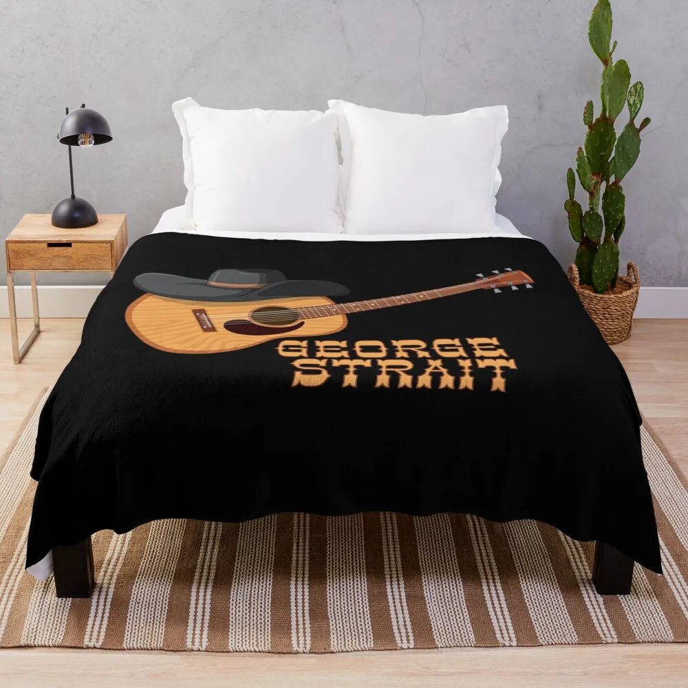 george strait guitar Throw Blanket Stuffeds Decoratives Warm Blankets