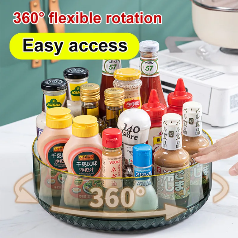 

360 Degree Rotation Spice Rack Multifunction Storage Shelf Kitchen Seasoning Bathroom Cosmetics Shelf Home Organization Tools