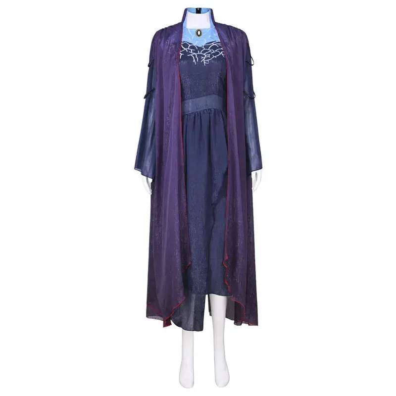 

Scarlet Witch Teacher Agatha Harkness Purple Dress Cosplay Costume Halloween Masquerade Carnival Party Outfits for Womena;2'k,8;