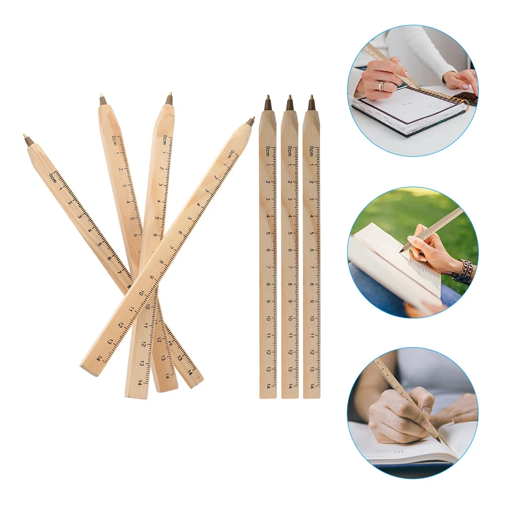 

Solid Wood Ballpoint Pens Black Supply Carpenter Marker Ruler Pen Degradable Long Lasting Professional Construction DIY