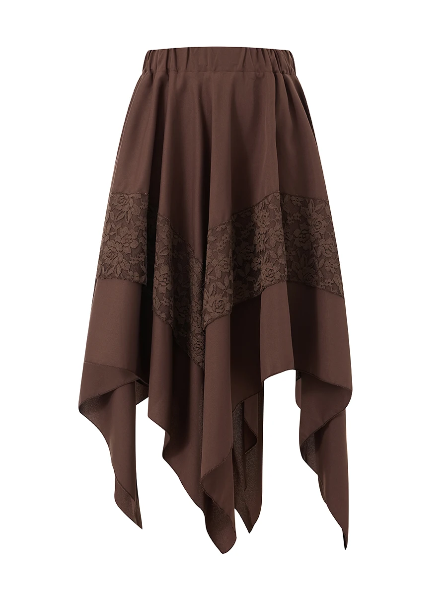 

Women s Gothic Steampunk Skirt Vintage Contrast Lace Irregular Skirt Renaissance Skirt Cosplay Costume