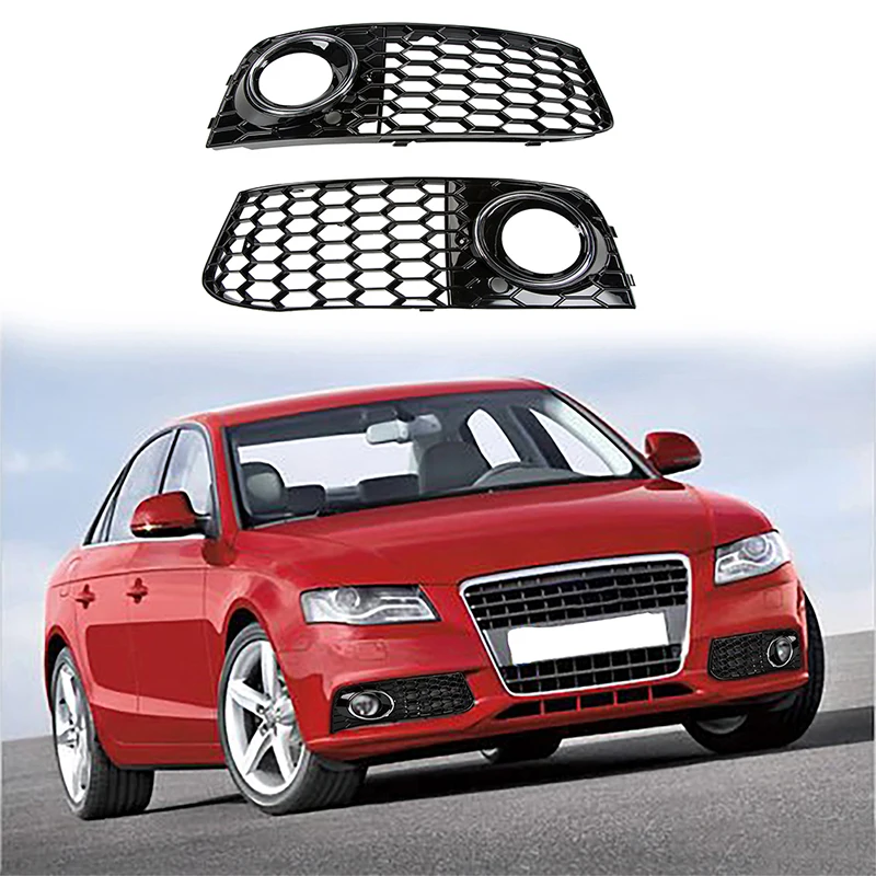 

1 пара решеток противотуманных фар переднего бампера автомобиля для Audi A4 B8 2009 2010 2011, левая/правая черная защитная лампа, аксессуары