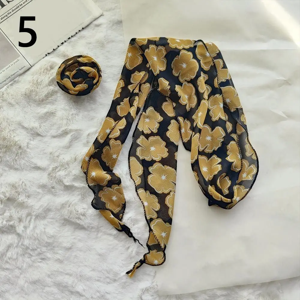 New Detachable Thin Chiffon Long Ribbon Polyester Multifunctional Usage Long Satin Scarf Soft Hair Bands