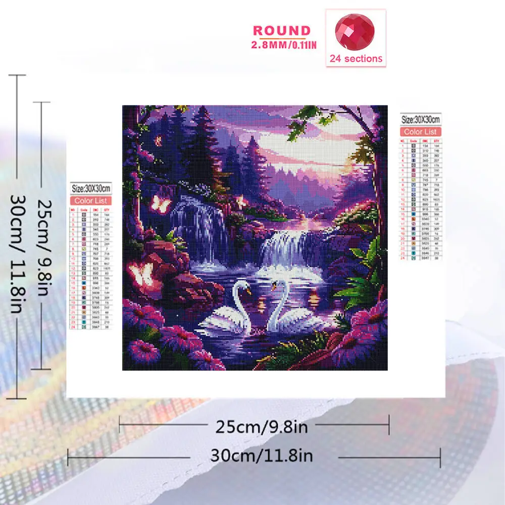 Evershine 5D DIY Diamond Painting Swan Animal Full Square Round Diamond Mosaic Waterfall Landscape Embroidery Home Decor