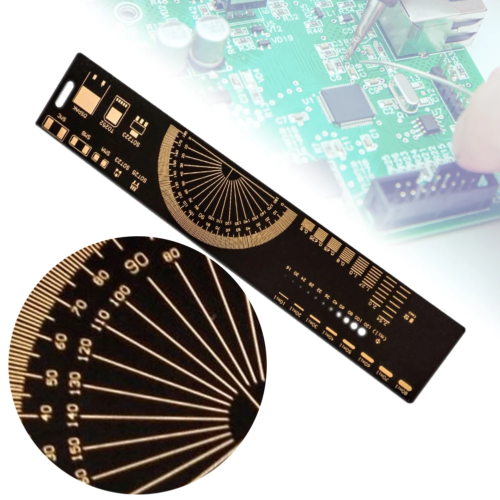 15cm 20cm 25cm PCB Ruler Printed Circuit Board Ruler 180 Degrees Resistor Capacitor Chip IC SMD Diode Transistor