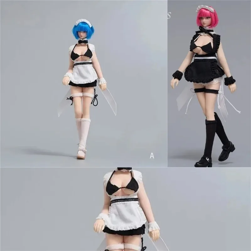 

1/12 Scale CD053 Female Doll Maid Suit Apron Uniform Soldier Clothes Model for 6inch Action Figures Gift Toys Body