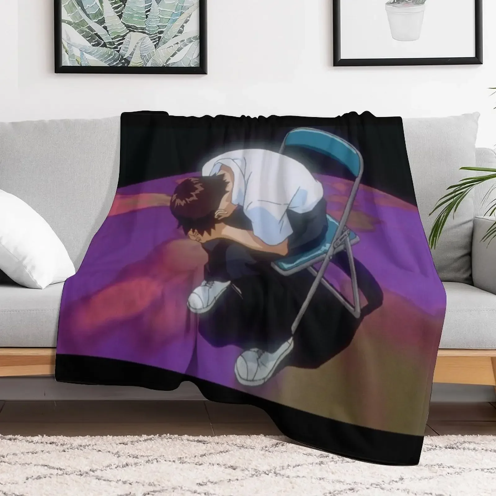 Shinji Crying Throw Blanket funny gift Thermal Thermals For Travel Multi-Purpose Blankets