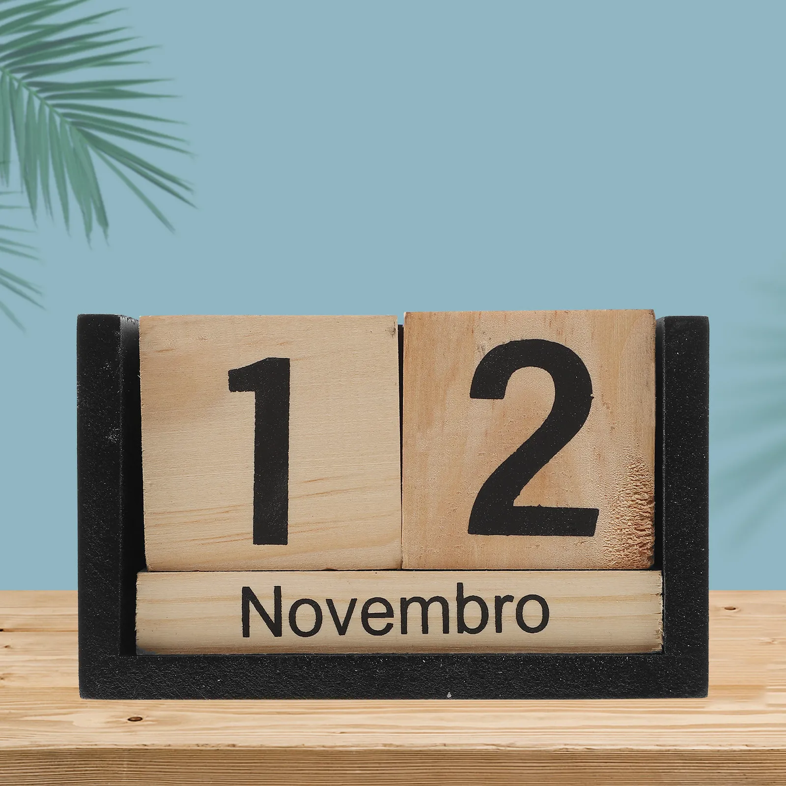 Wooden Block Calendar Perpetual Desktop Calendar with Interchangeable Date Month Blocks Stylish Minimalist Desk Decor for Office