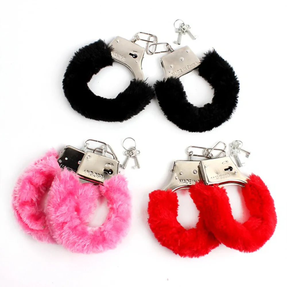 Adult Games SM Furry Soft Metal Handcuffs Chastity Toys For Couple Party Game