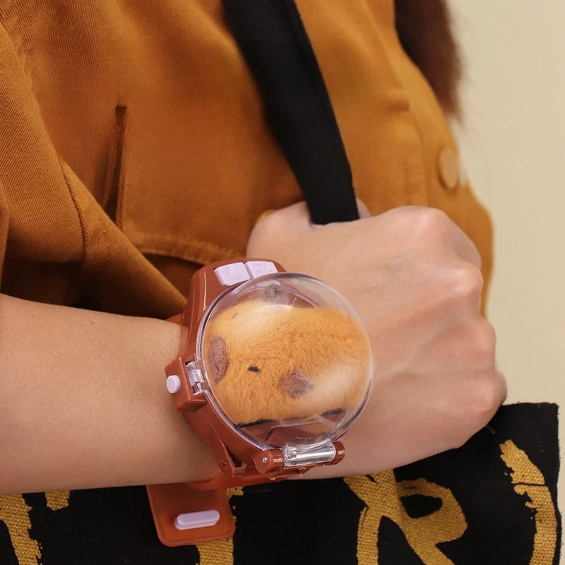 Mini Capybara Remote Control Car Watch Toys with Light 2.4G Racing Car Wrist Toy for Kids RC Small Car Interactive Games Toys