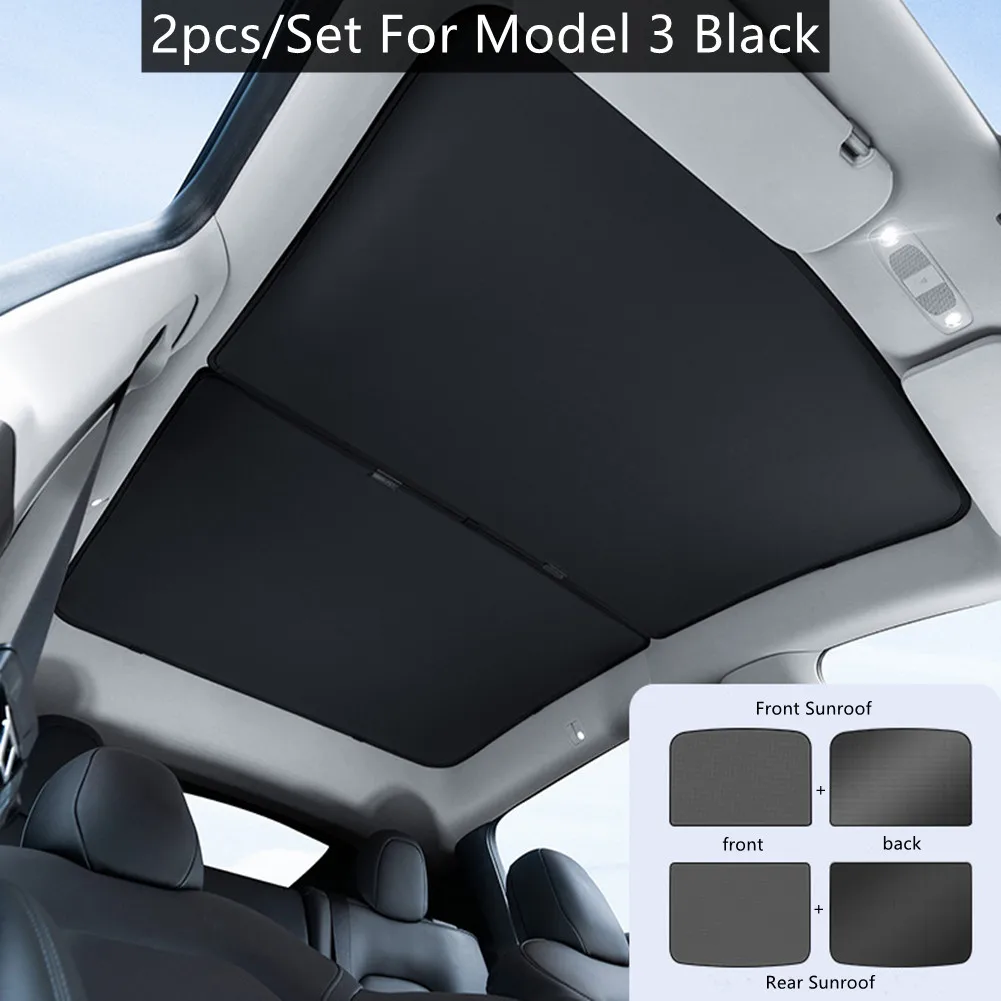 

Sun Roof Shade for Tesla For Model 3 Front and Rear Glass with Non Destructive Installation and Compact Storage