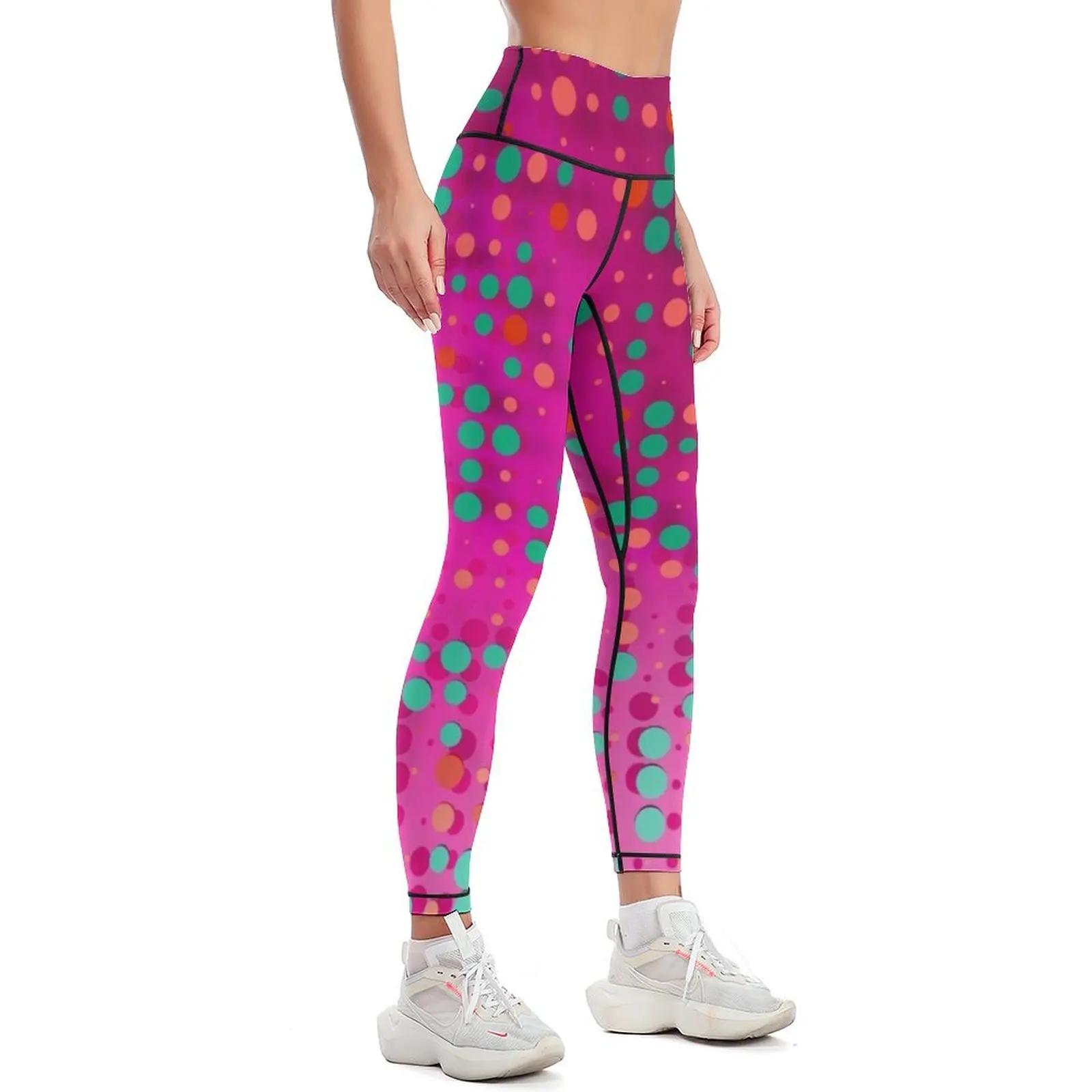 Abstract Colourful Dots on Pink Leggings sports for push up Fitness's gym clothes gym womans push up tights for Womens Leggings