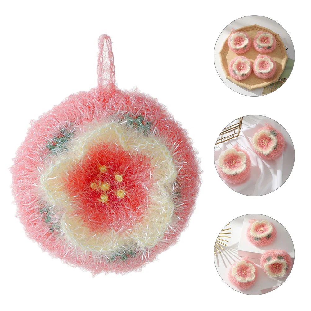 Flower Dish Towel Washcloth Sponges Cleaning Scrubber Acrylic Polyester Yarn Washing Kitchen Towels Colored Supply