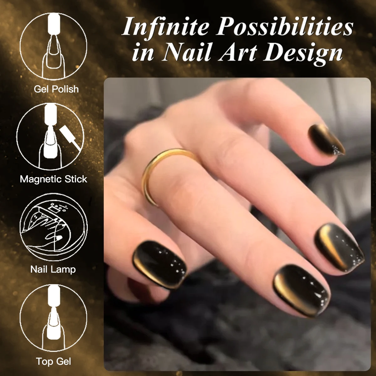 طلاء أظافر جل عين القطة السوداء 10 مل، طلاء أظافر مغناطيسي من الخرز الزجاجي، غراء أظافر شبه دائم، مستلزمات أظافر جل LED بالأشعة فوق البنفسجية