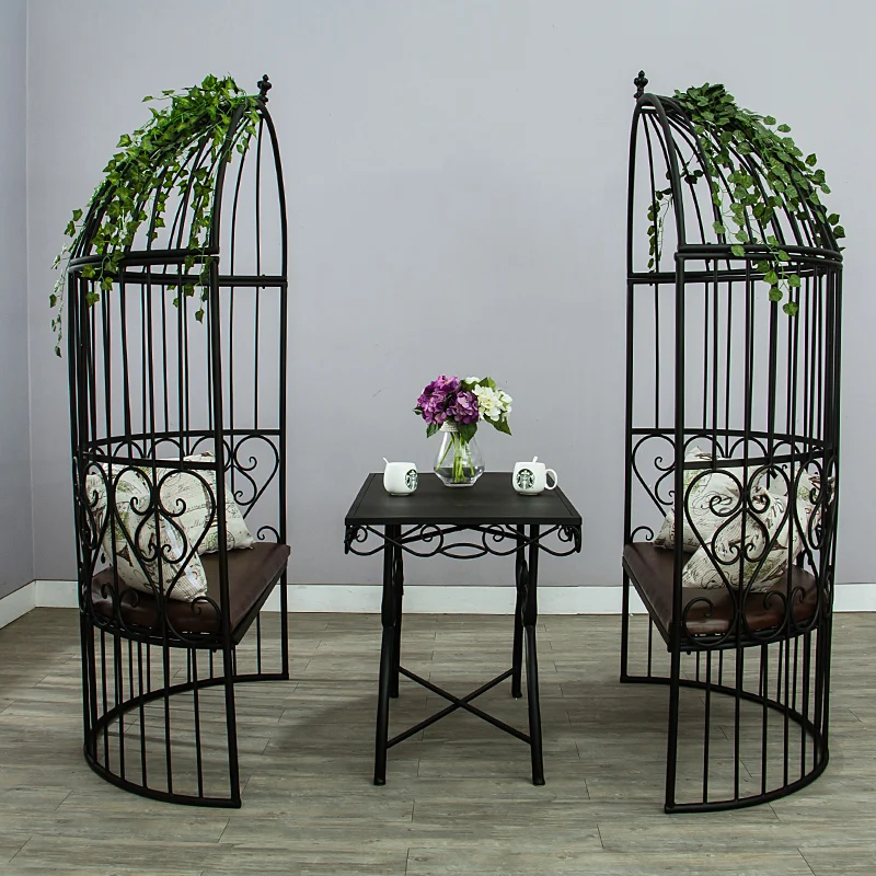 Customized Loft Retro Iron Art Birdcage Sofa Card Holder Coffee Shop Milk Tea Shop Seat Restaurant Bar Negotiation Table Chair