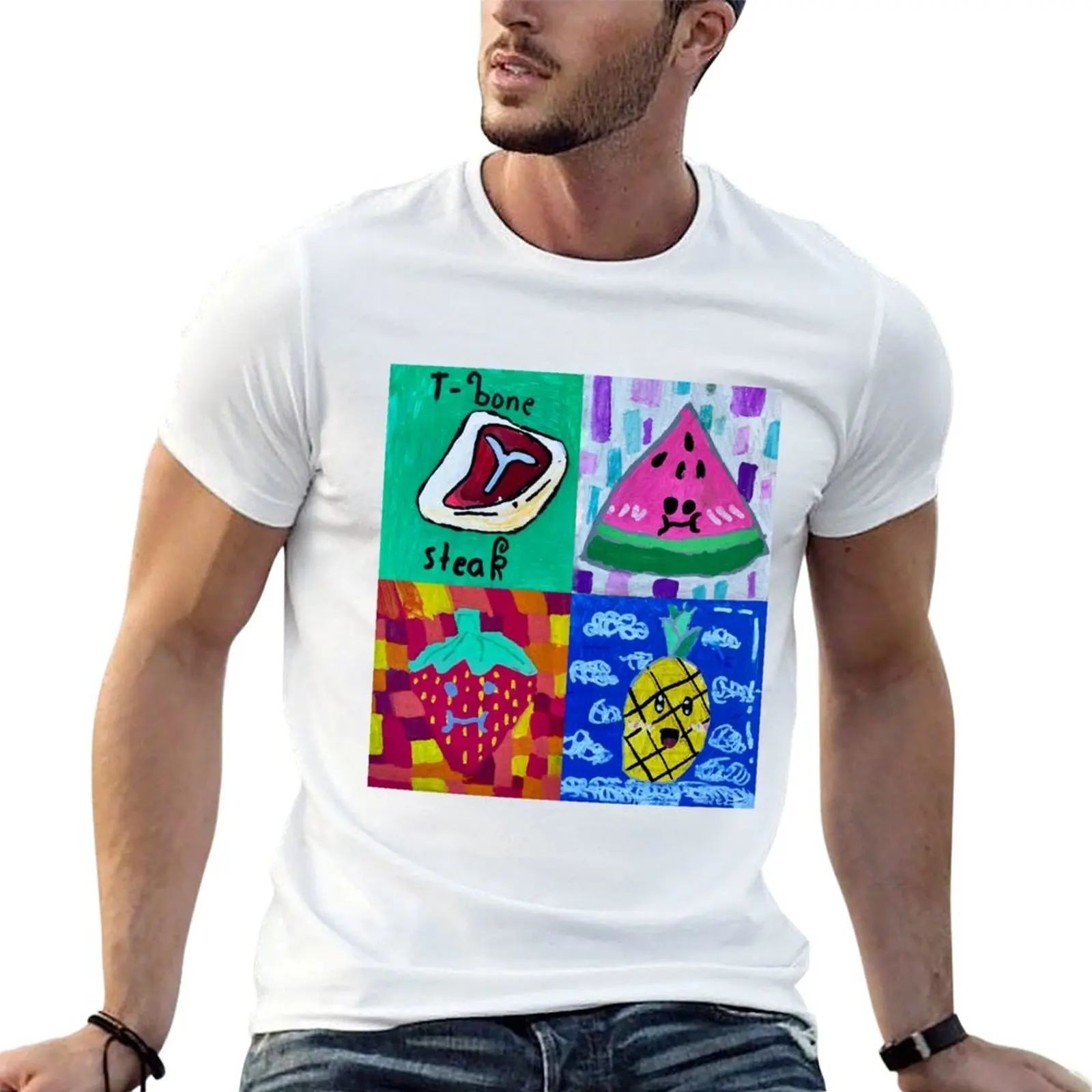 Camiseta Tbone Watermelon Strawberry Pineapple, camisetas para hombre, camisetas divertidas de algodón, camiseta 100% de algodón para hombre