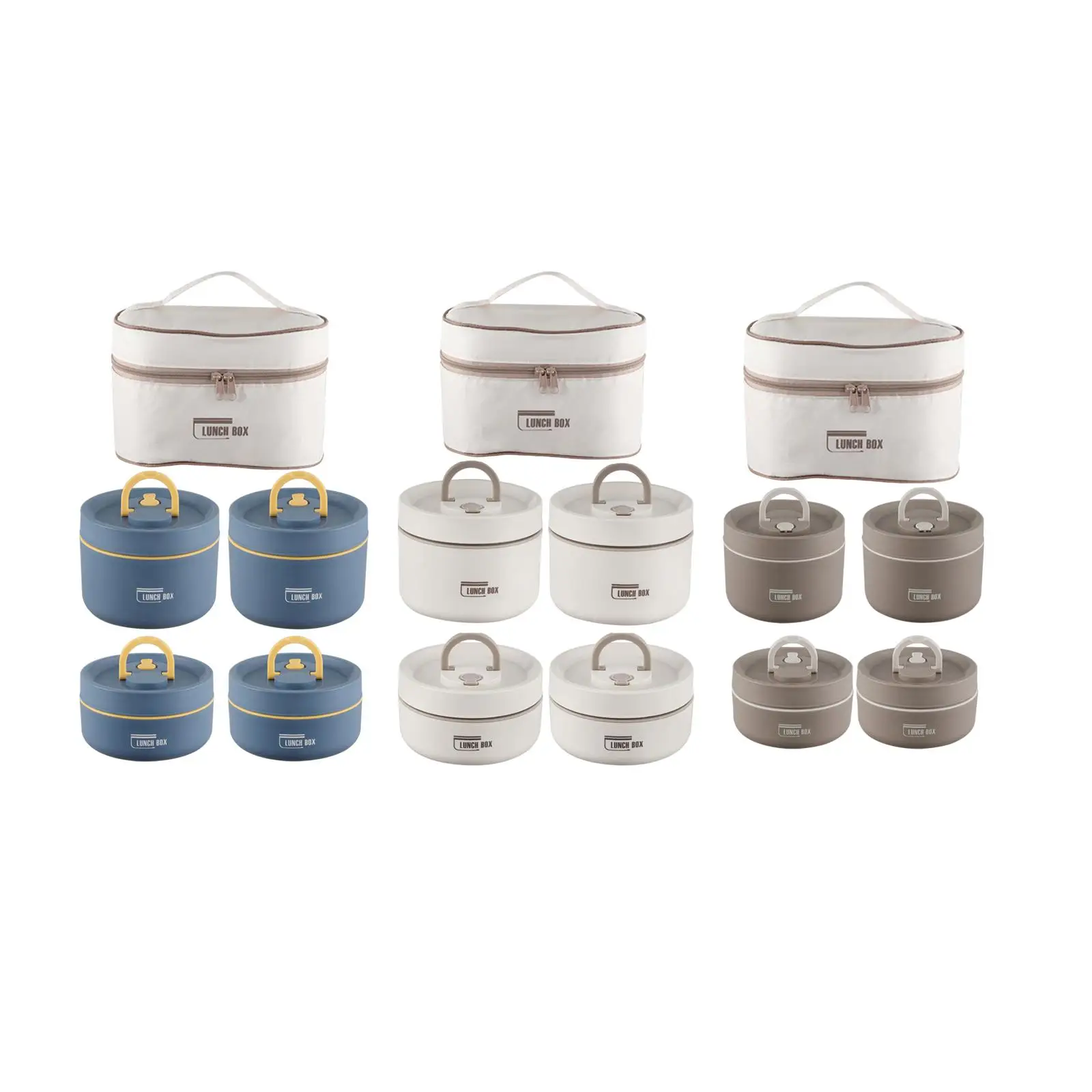 

4x Insulated Lunch Box Set Round Lunch Containers for Camping Travel Outdoor