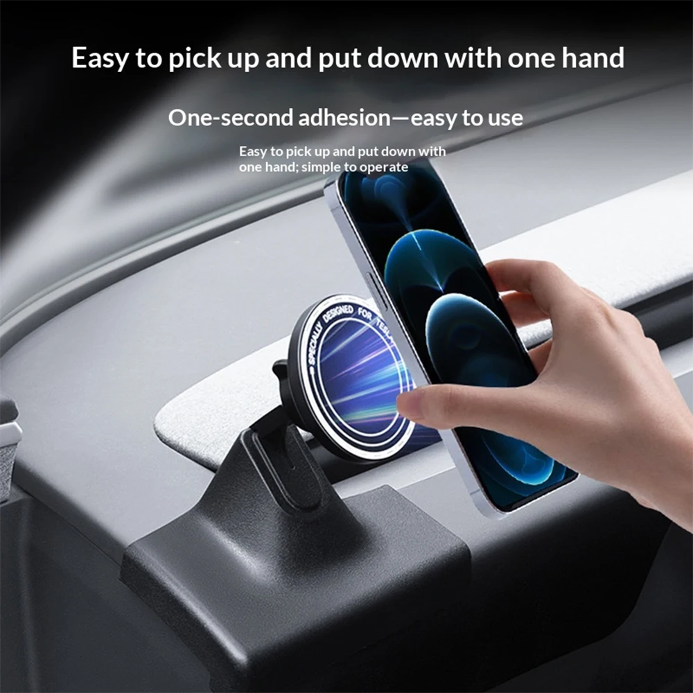 Car Mobile Phone Stand 360° Rotating Instrument Table Magnetic Phone Navigation Stand For Tesla Model Y Juniper Model 3 Highland view 2