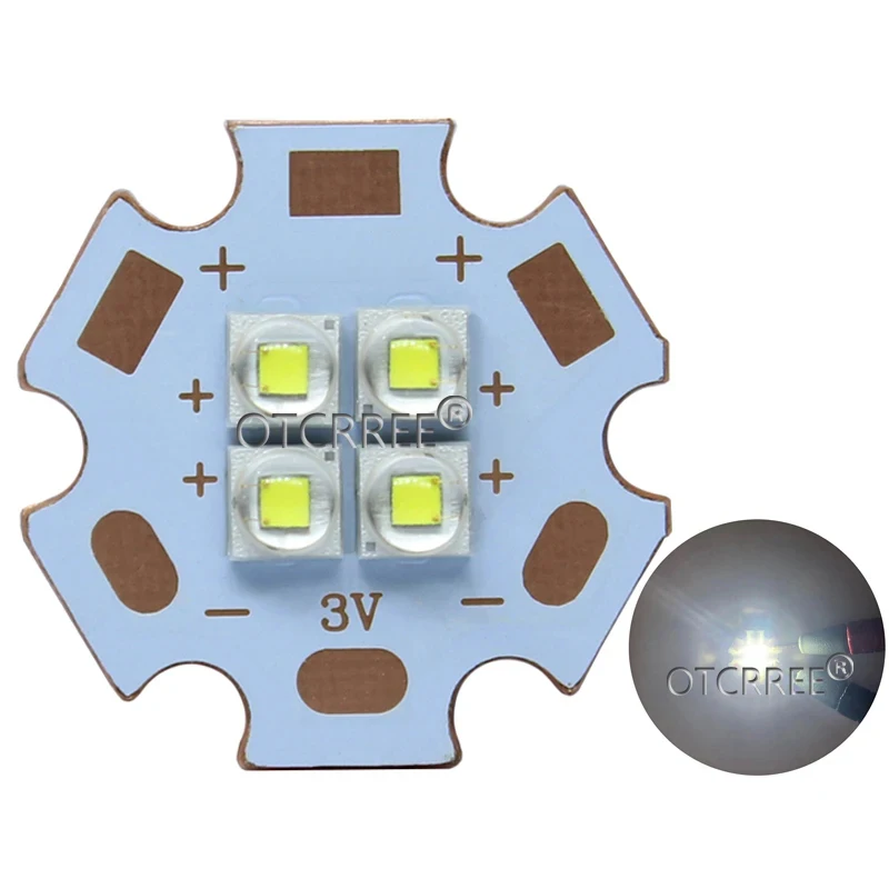 Imagem -03 - Led High Power Emitter Diode Cool Neutro Quente Branco Vermelho Azul e Verde Pcb 4chips 4led 3v 6v 12v 10w 12w 20 mm Cobre Pcb