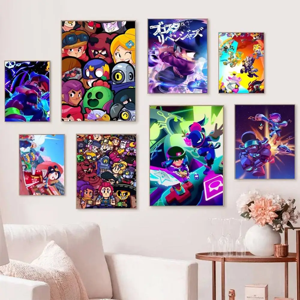 Heiße Anime-Spiel B-B-bRAWLs Filmplakate Selbstklebend Wasserdicht Ideal für Wohnzimmer Schlafzimmer Bar Dekoration