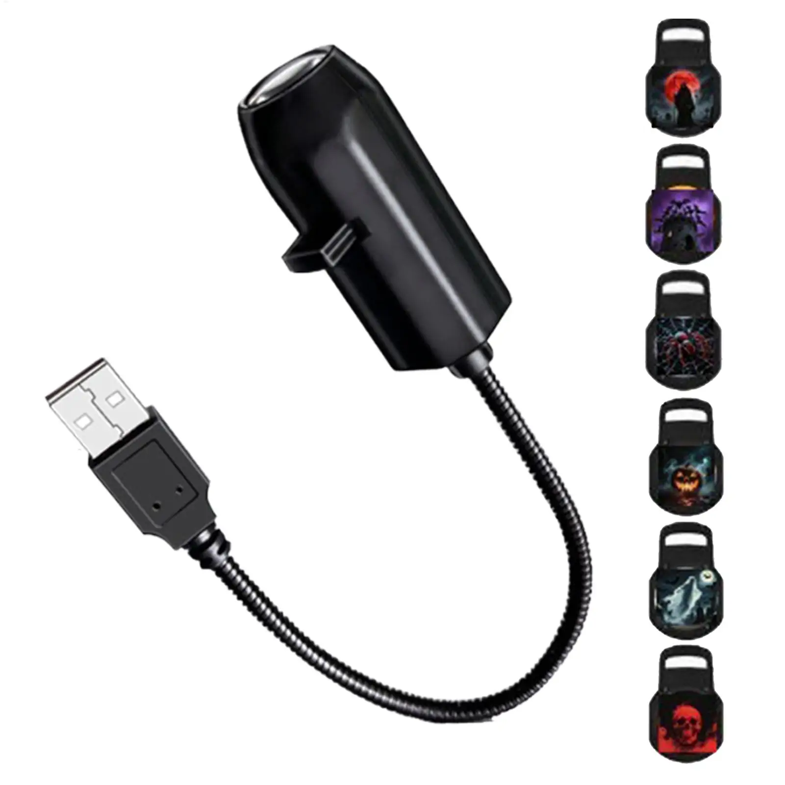 Halloween Skull Projector Lamp USB Power Supply 360-degree Rotation Magnetic Ceiling Wall Horror Decoration for Haunted House