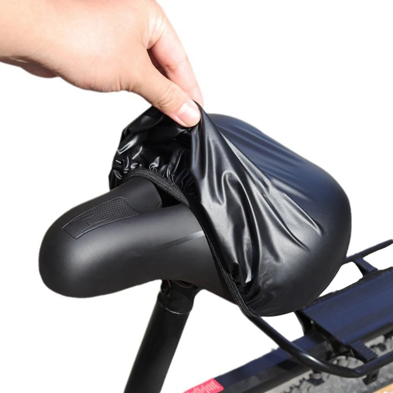 1pc portátil capa de almofada da bicicleta à prova dwaterproof água assento capa chuva alta qualidade ultraleve elástico capa assento 23x25cm preto
